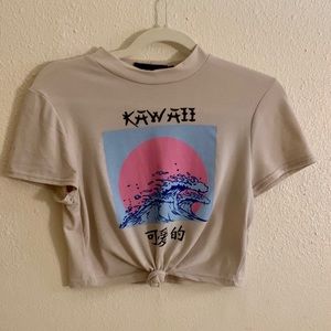 Missguided Petite cropped nude graphic tee - US 6